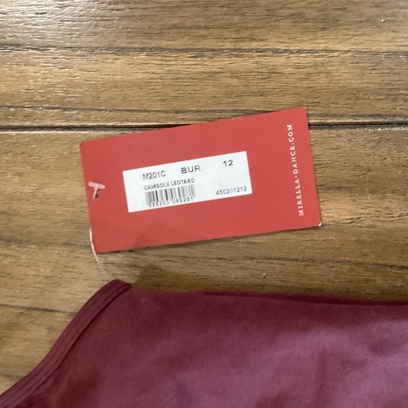 Mirella burgandy Seamed Camisole Dance Leotard Size 12 kids new - Picture 2 of 6